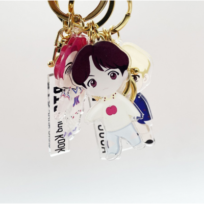 Clear acrylic custom bts printed holographic charms transparent hologram  acrylic keychain with anime