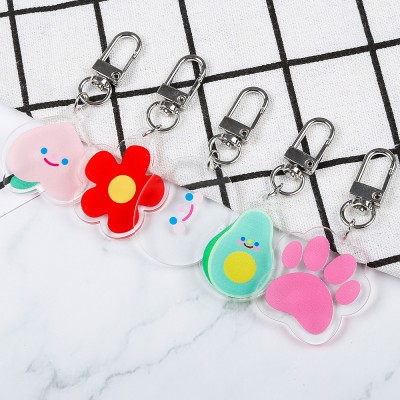 Flower Peach Lovely Shape Acrylic Keychain Pink Kawaii Keychain